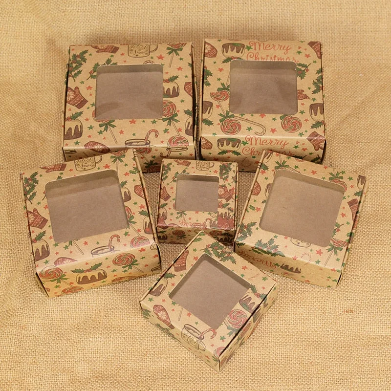 6pcs Kraft Paper Gift Box Marbling Style DIY Handmade Candy Chocolate Packaging Birthday Party Wedding Decoration Christmas Gift