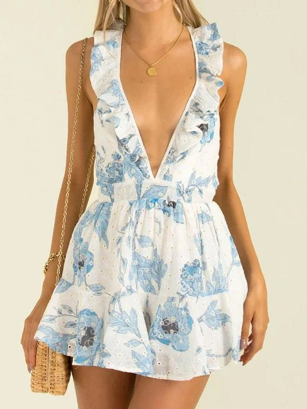 Blue floral print gorgeous playsuit