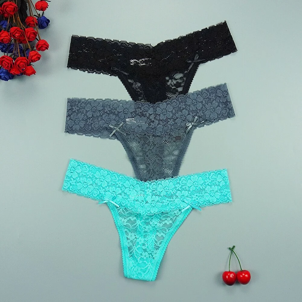 Billionm Sexy Full Lace Panties Women Thongs Hollow Out String Transparent Seamless Underpants Tangas Super Low Waist T-back
