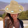 Straw Beach Sun Hat with Adjustable Chin Strap Wide Brim Sun Beach Hat for Beach