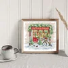 >SALE<Embroidery Eco-cotton Thread 14CT Printed Xmas Window Cross Stitch 34x30cm