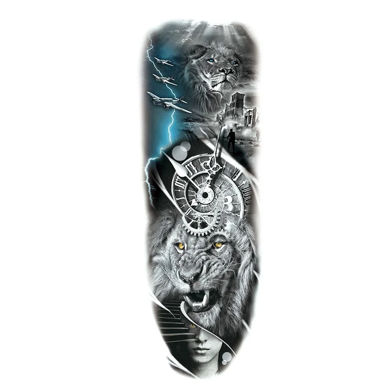 Temporary Tattoos Snake Lion Asian Fake Tattoo Tiger For Men Waterproof Art Mermaid Sticker Paste on Arm Leg Tattoos Body Art