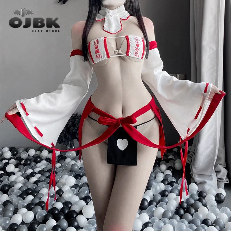 Japanese Anime Cosplay Costumes Super Sexy Kimono Bra Strap Panties Erotic Wizard Role Play Halloween Outfit For Women 2021 New