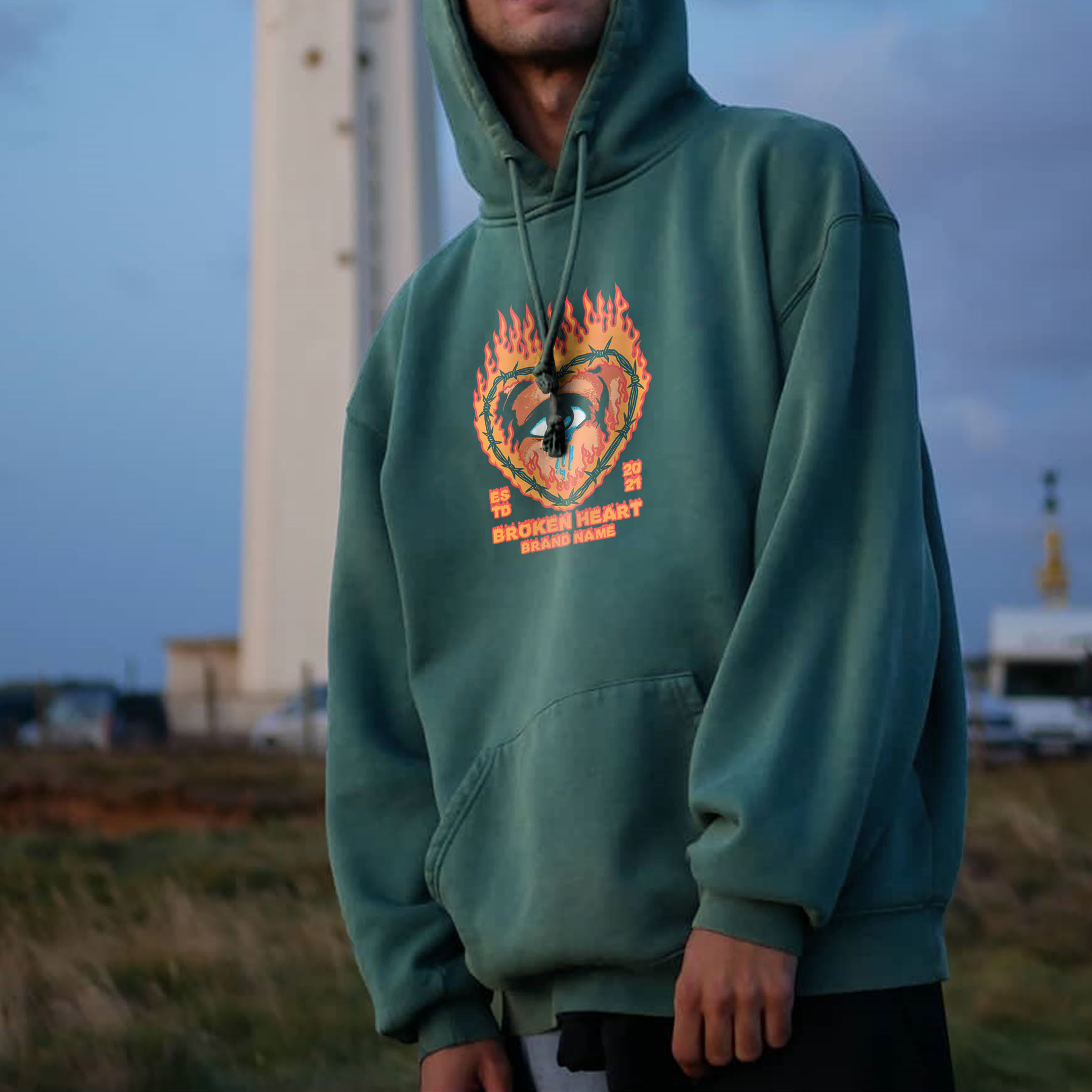 Retro Men's Eye Print Hoodie