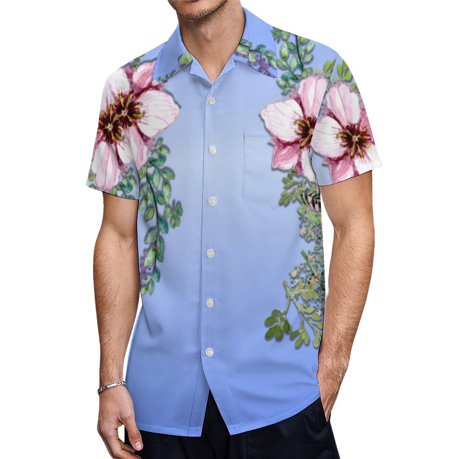 Arrangement Of Flowers Blue Hawaiian Shirt Mens Button Down Plus Size Tropical Hawaii Beach Shirts