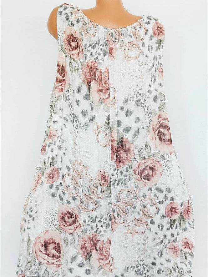 Women Half Sleeve V-neck Solid Color Dress