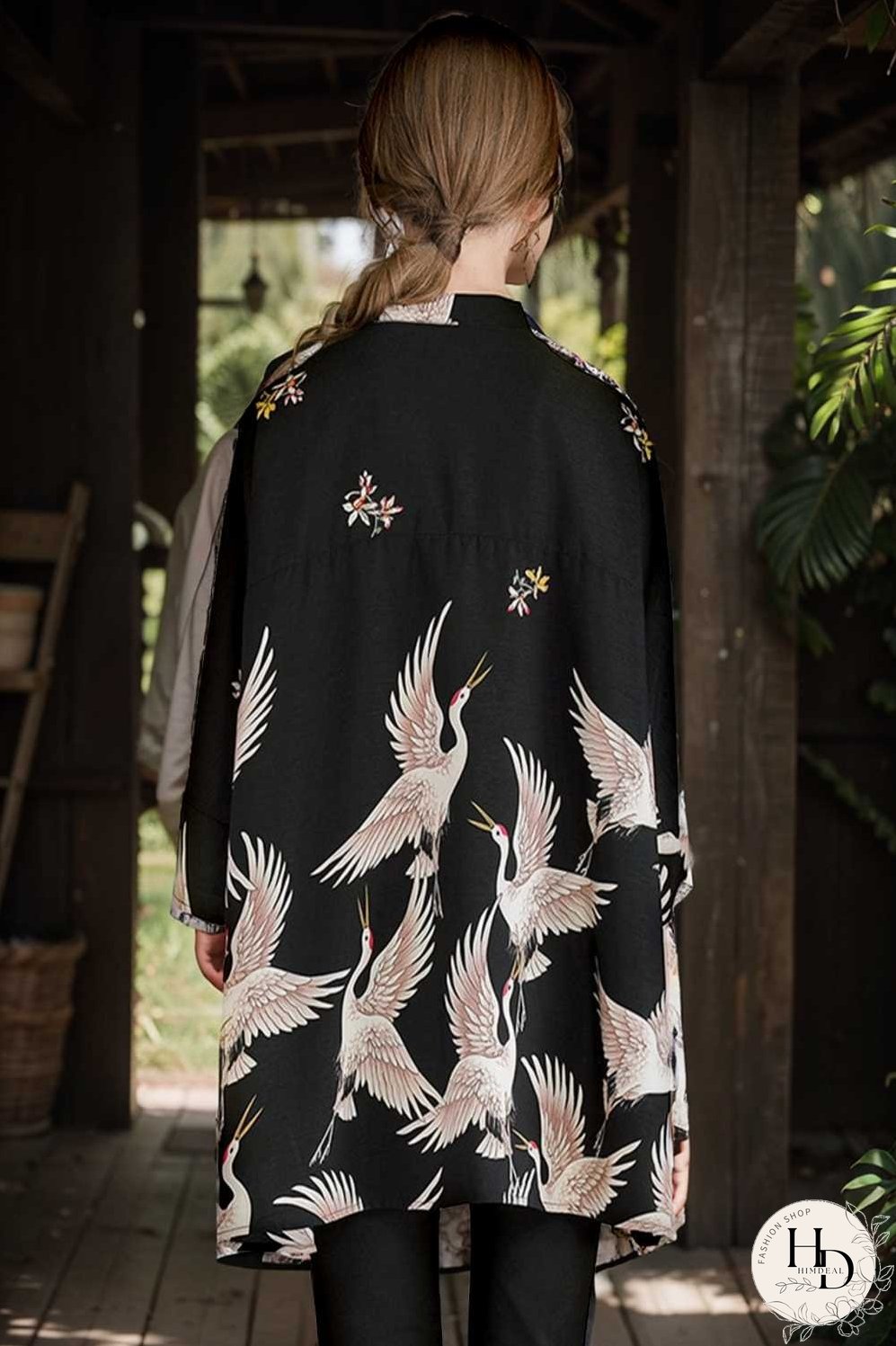 size curve blouses crane print loose oversized blouse