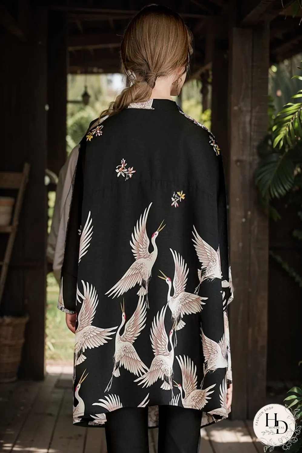 size curve blouses crane print loose oversized blouse