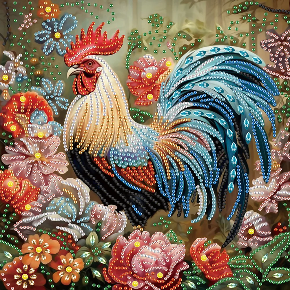 4pcs Diamond Painting - Partial Special Shaped Drill - Chicken(Canvas|30*30cm)
