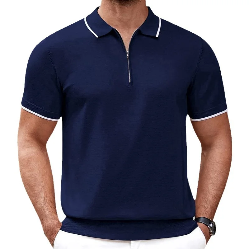 Uveng Uveng Men's Summer New Zipper Knits Casual Business Polo Shirt Men's SY0043