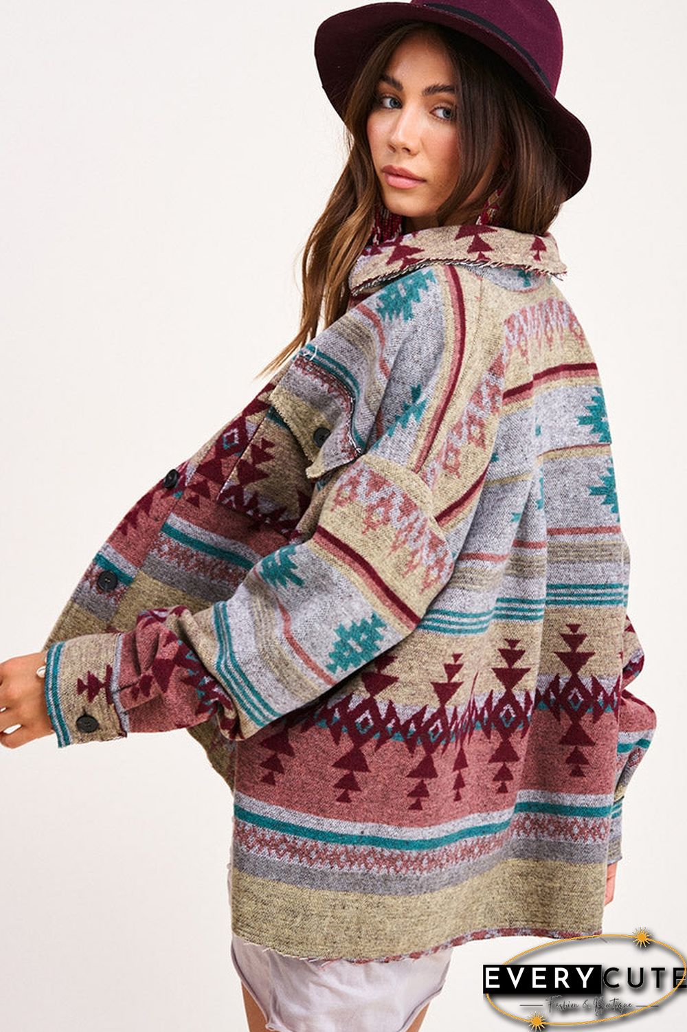 Casual Button Down Jacket Top