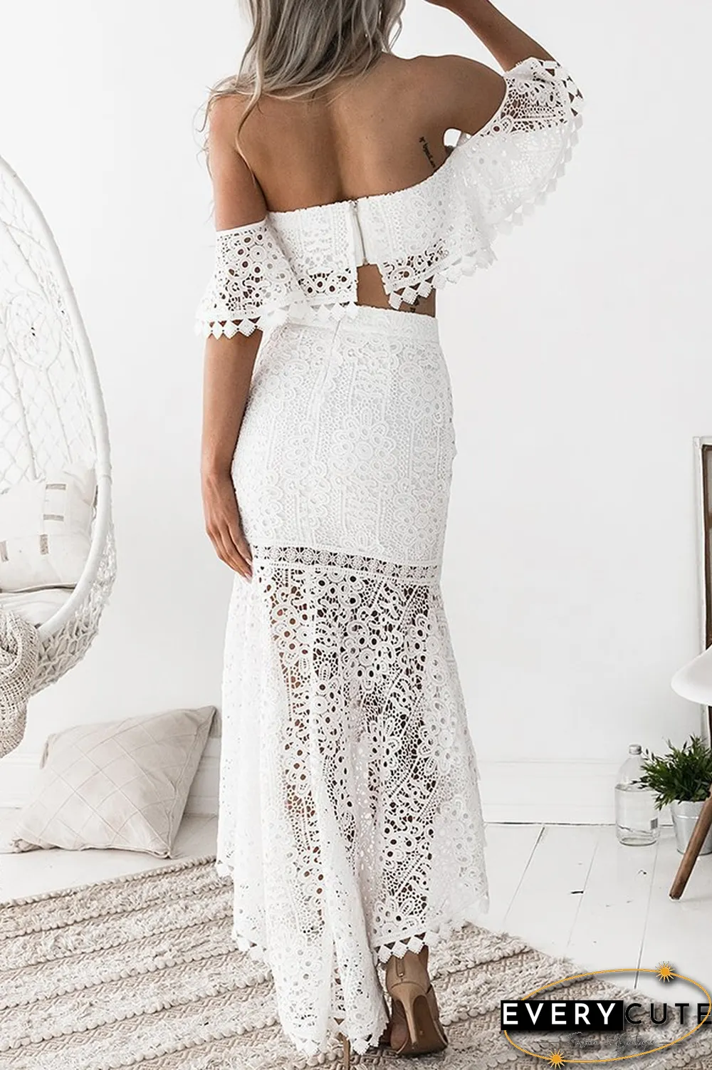 KarliDress Off The Shoulder Two Piece Lace Dress P12677