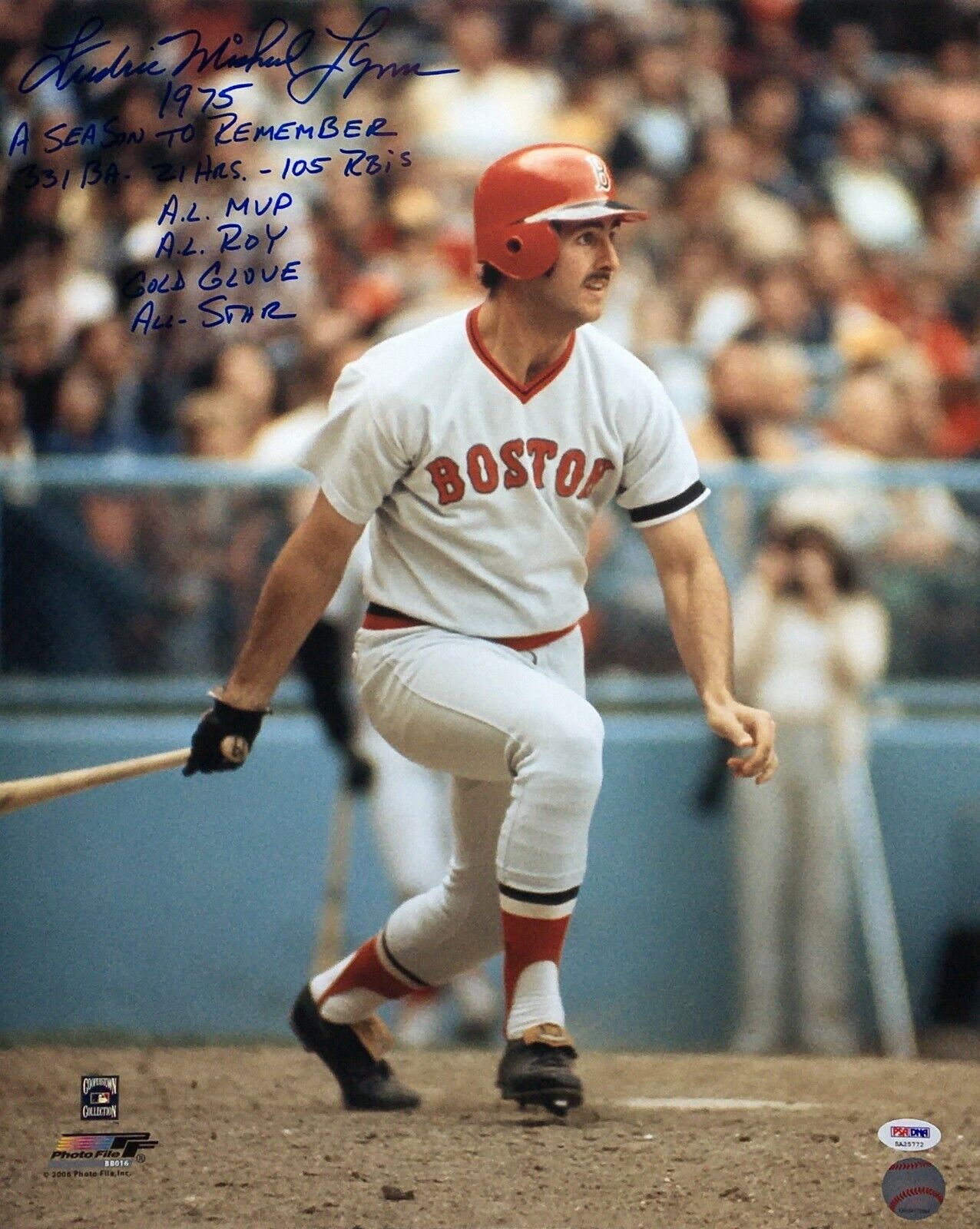 Fred Lynn *Full Name* Signed 16x20 Photo Poster painting AL MVP/AL ROY/Gold Glove/All-Star