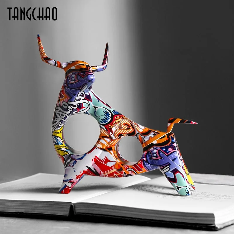 Creative Cattle Figurine Home Decor Statue Nordic Modern Living Room Office TV Cabinet Ornament Home Decoration Accessories