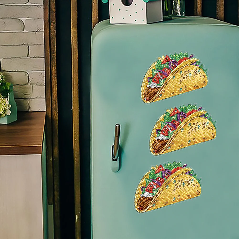 1pcs DIY Taco Diamond Painting Magnets Refrigerator for Adults Kid Office Car Fridge