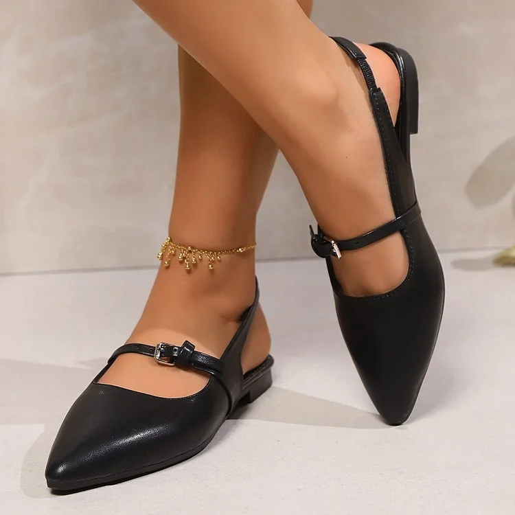 Yyvonne Summer Large-Size New Fashion Black One-Word Buckle Bunhead Behind The Empty Flat Bottom 42 Large-Size Sandals