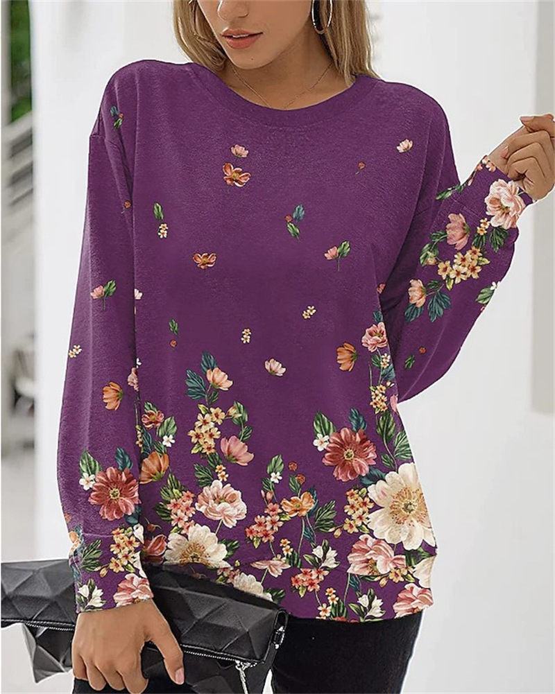 New Fashion Flowers Print Sweatshirt for Women