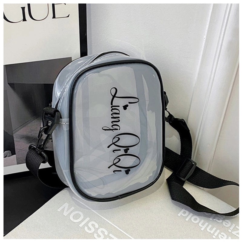 Women’s Small PVC Solid Color Streetwear Square Zipper Jelly Bag