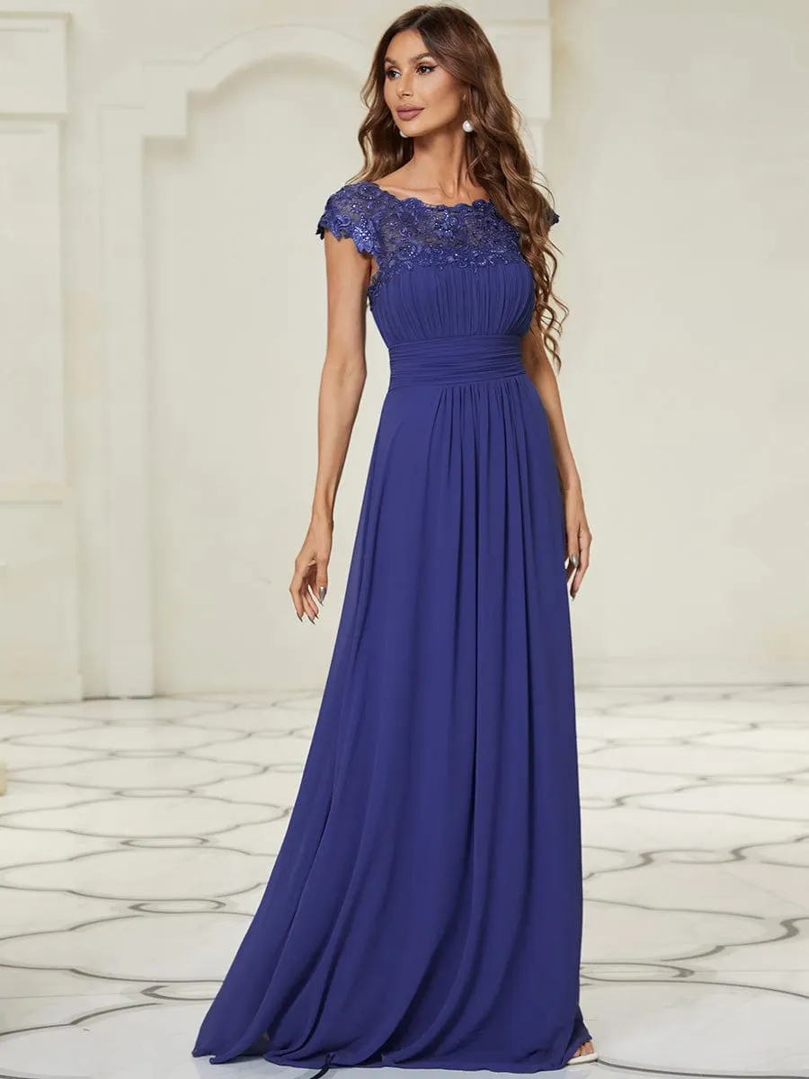Sophisticated Lace Detail Evening Gown