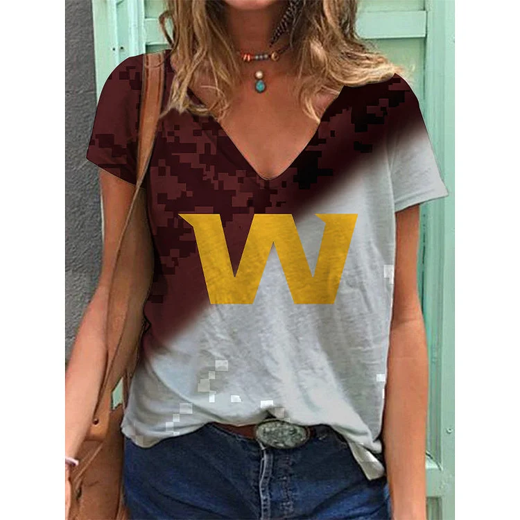 Washington Commanders  Lightweight Short Sleeve V-Neck T-Shirt