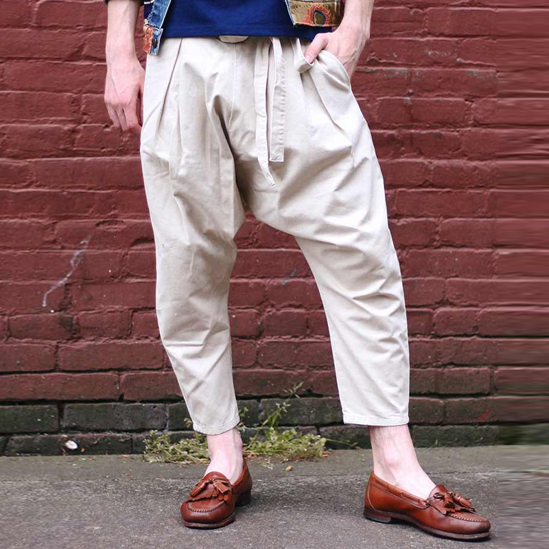 Vintage White Drop Crotch 9-Point Pants