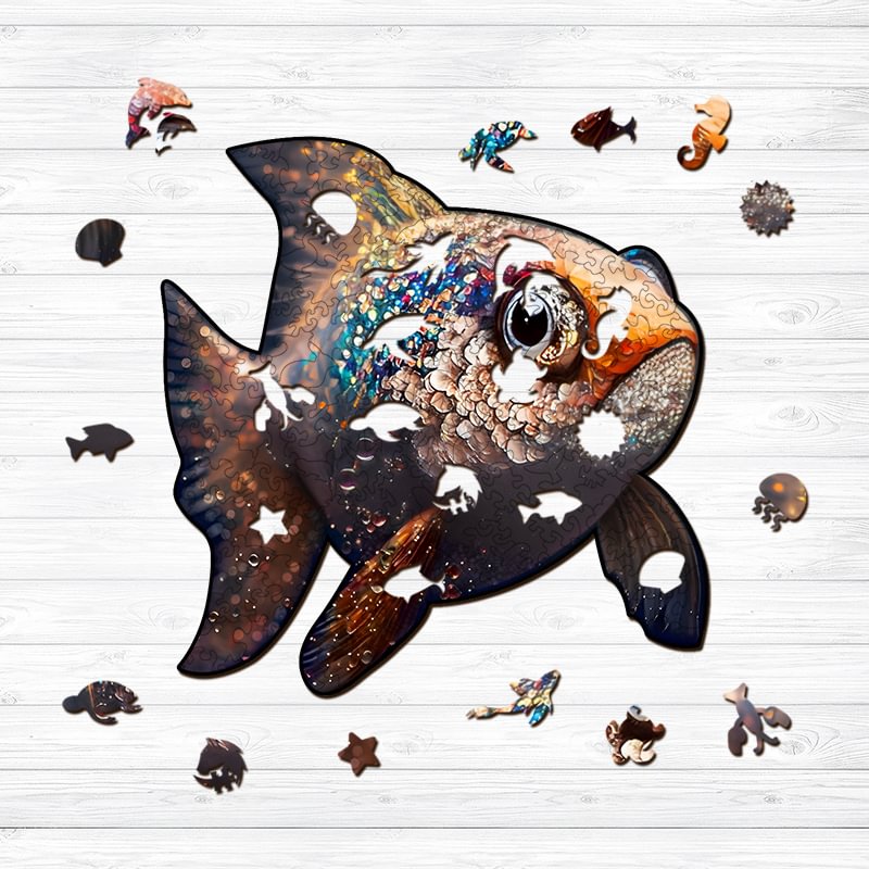 Jeffpuzzle™-Jeffpuzzle™Glittery Amazing Fish Wooden Jigsaw Puzzle