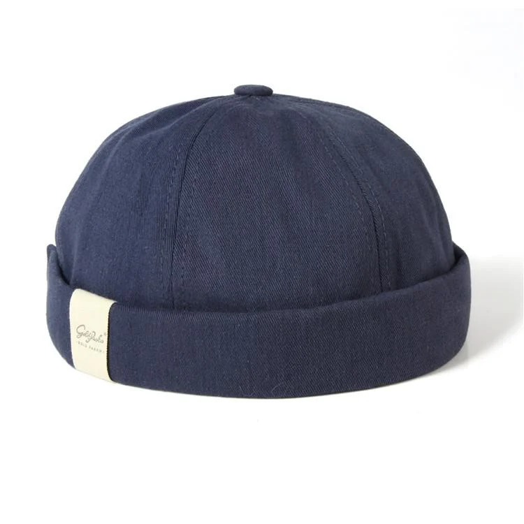 Men & Women Retro Sailor Cap Cold Hat Solid Color Skull Cap Brimless Hats