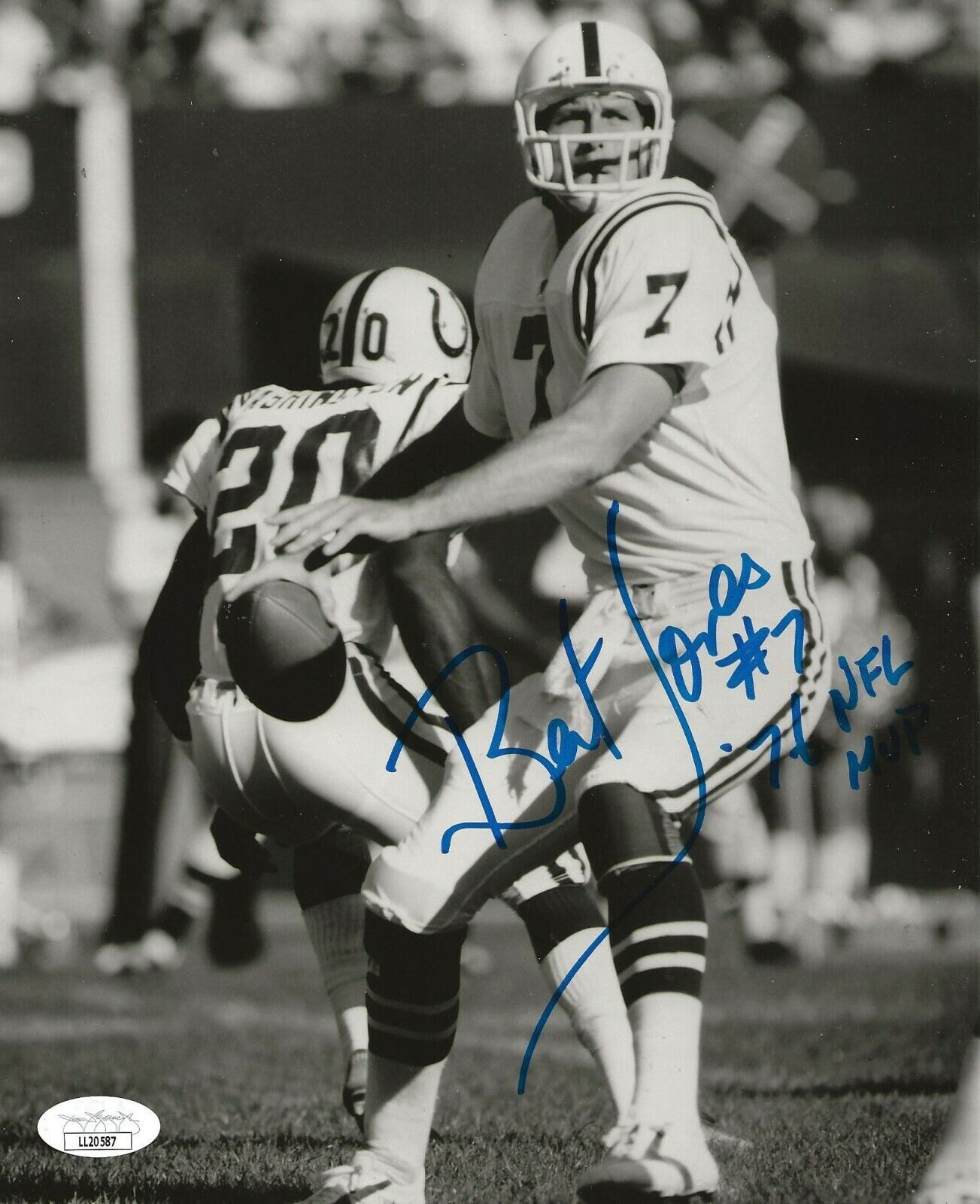 Bert Jones signed Baltimore Colts 8x10 Photo Poster painting autographed W/ 76 MVP Inscr. JSA