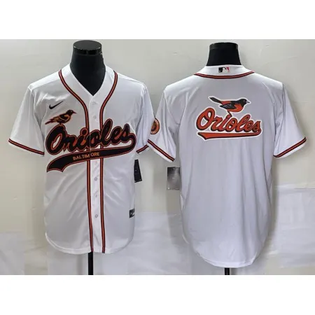 Men's Baltimore Orioles White Team Big Logo Cool Base Stitched Jersey FQJ9