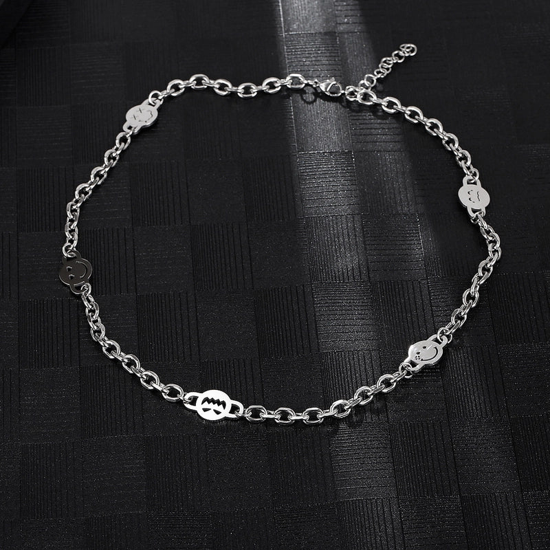 Hip-hop Funny Smile Face Titanium Steel Patchwork Hollow Out Unisex Necklace