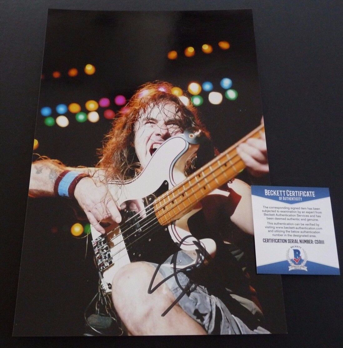 Steve Harris Iron Maiden Signed Live 8x12 Photo Poster painting Beckett Certified #5 F3