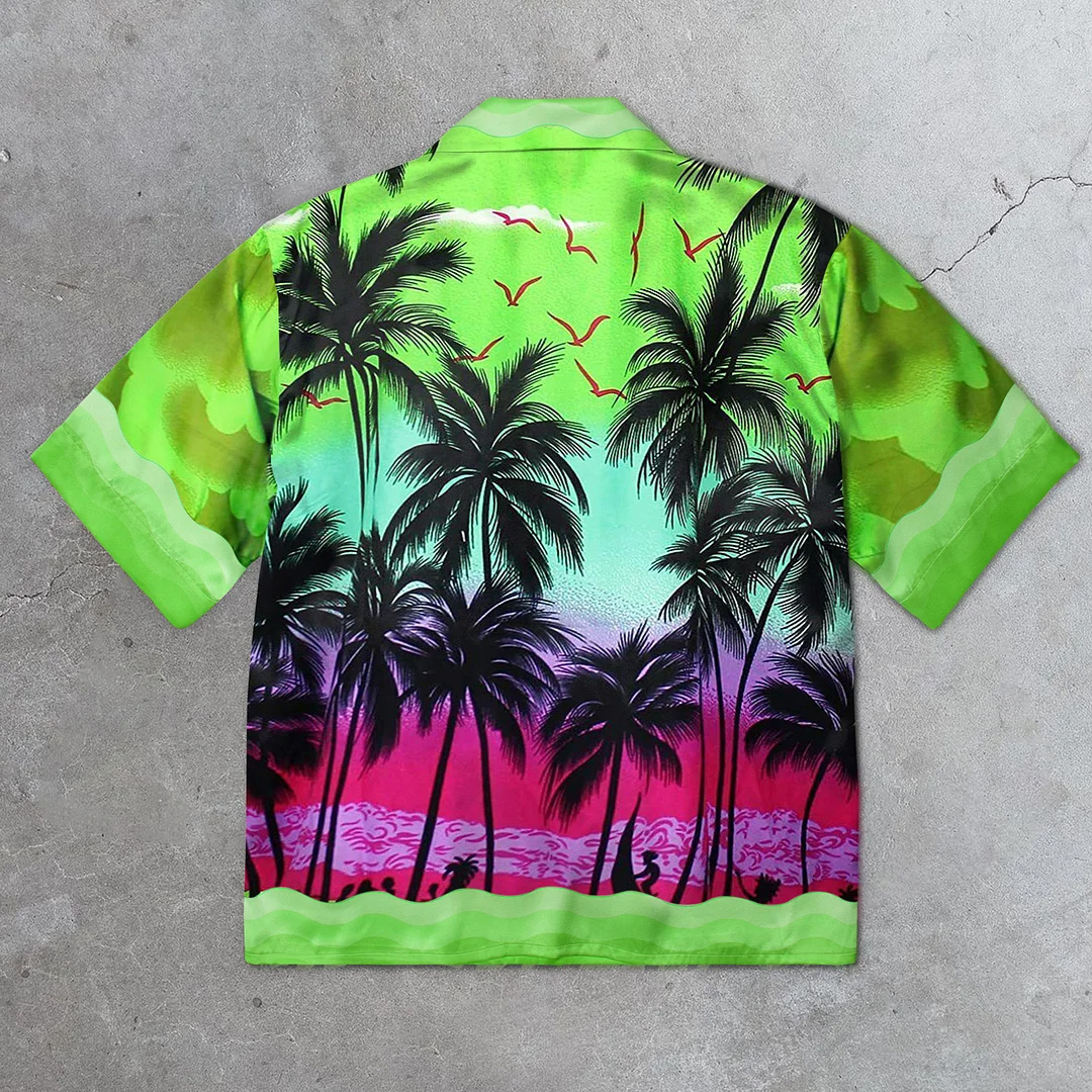 Loveciss®/ Noble Luxury Retro Coconut Tree Printed Custom Short Sleeve Shirts