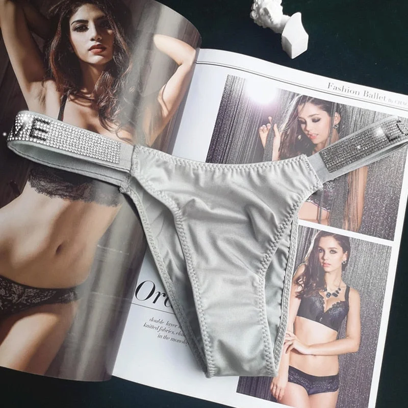 Sexy Thong  Women's Diamond Thong Underpants Low Waist Sexy Panties Woman Traceless Briefs Ladies G-String Female Underwear