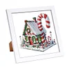 5D DIY Partial Special Shaped Drill Diamond Painting Xmas Candy House Kit With Frame Kit 18x18cm
