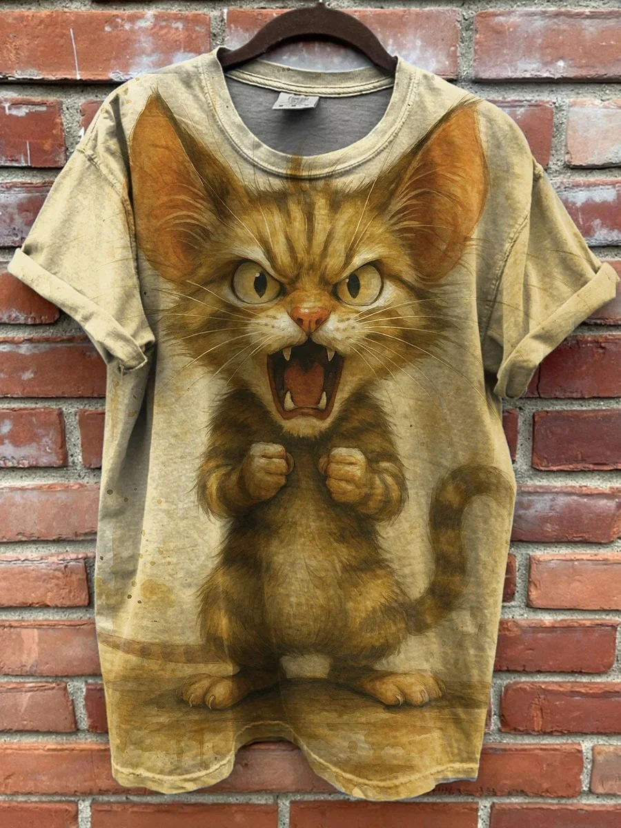 Eagerlys  Cute Cat Art Print T-shirt Eagerlys