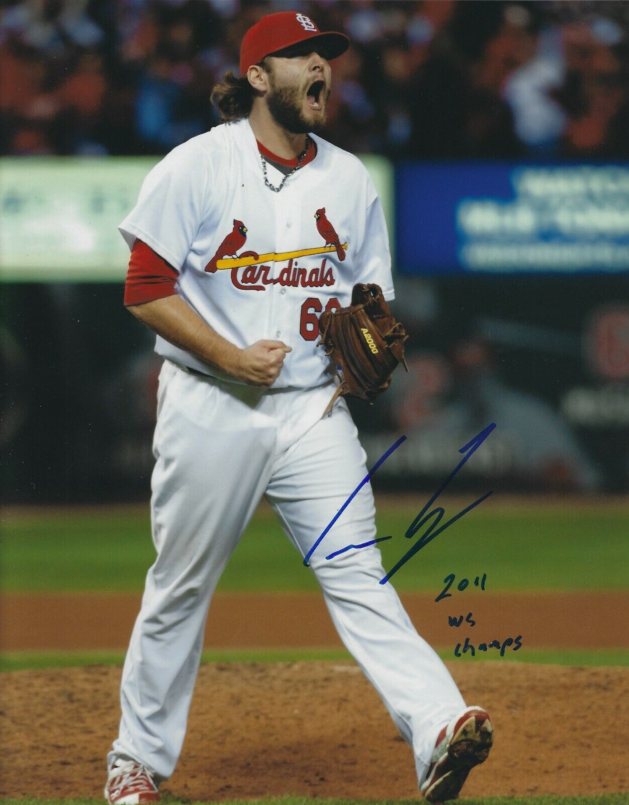 Signed 8x10 LANCE LYNN 2011 World Champs