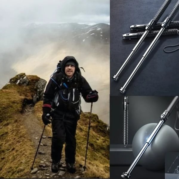 Enhanced Automatic Retractable Tactical Self-Defense Hiking Stick