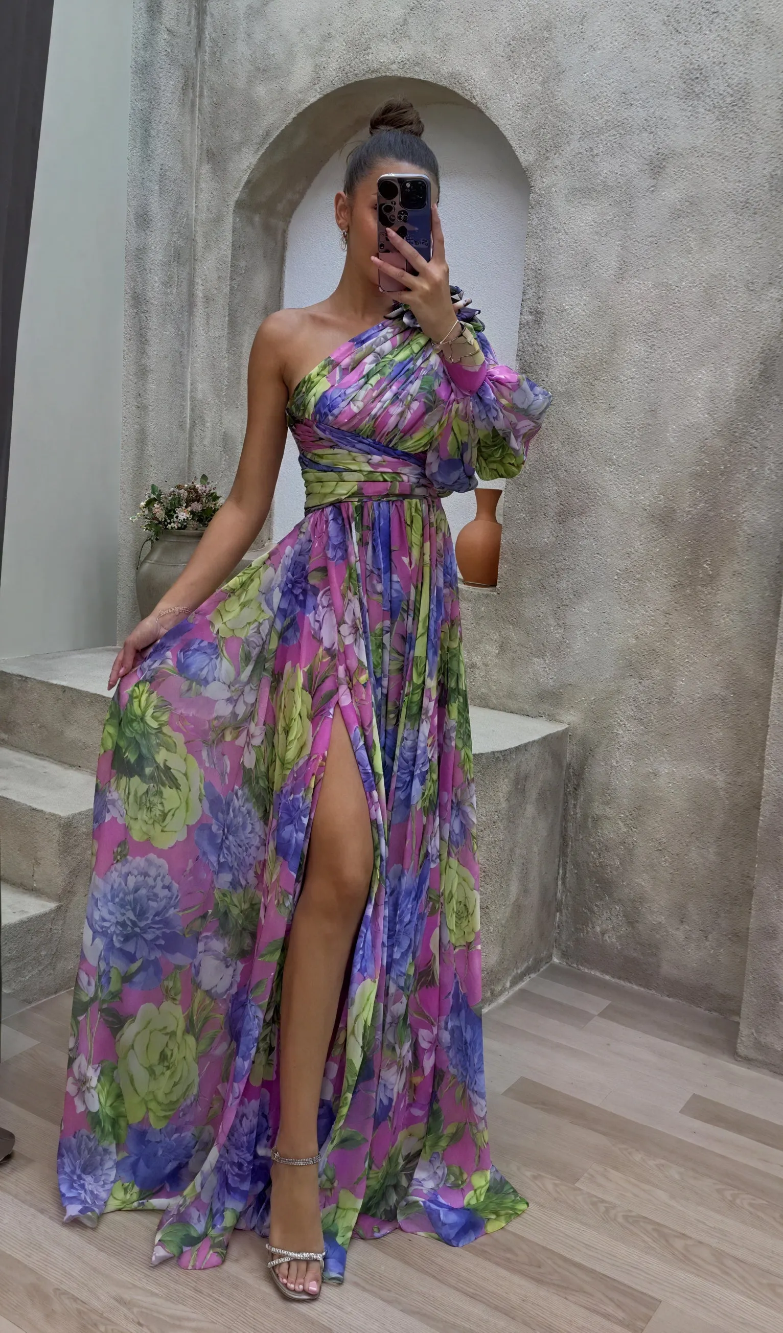 Whitney | Elegant Flowy Shoulder Dress for Summer Events - Image 1