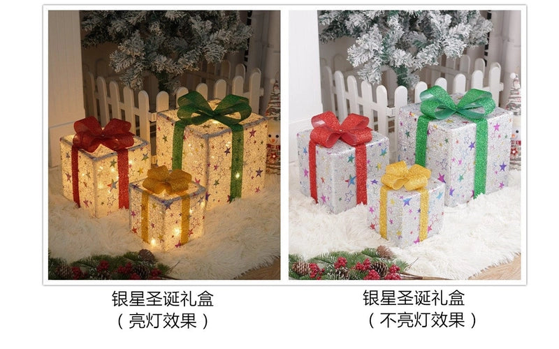 Christmas Cute Gift Box Plastic Indoor Family Gathering Festival Lightings