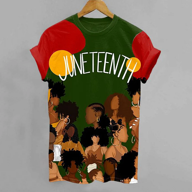 Comstylish Women's Celebrate Juneteenth Together Print T-Shirt