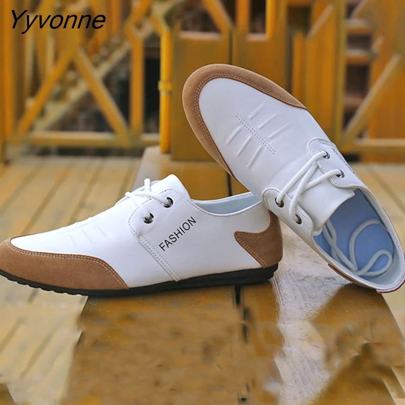 Yyvonne Leather Men Casual Flats Shoes Luxury Brand 2022 Mens Loafers Moccasins Breathable Slip on Black Driving Shoes New Fashion