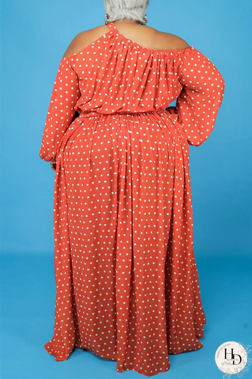 Black Fashion Casual Print Hollowed Out Oblique Collar Long Sleeve Plus Size Dresses