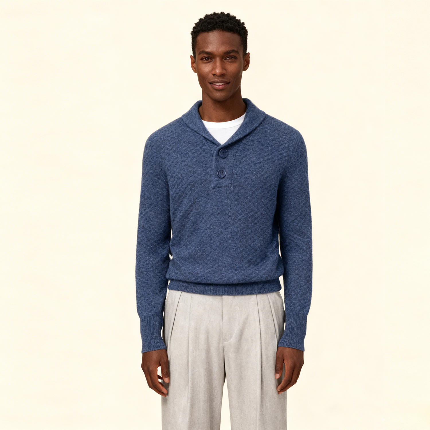 Men's Long Sleeve Solid Cashmere Sweater Casual Wear REAL SILK LIFE