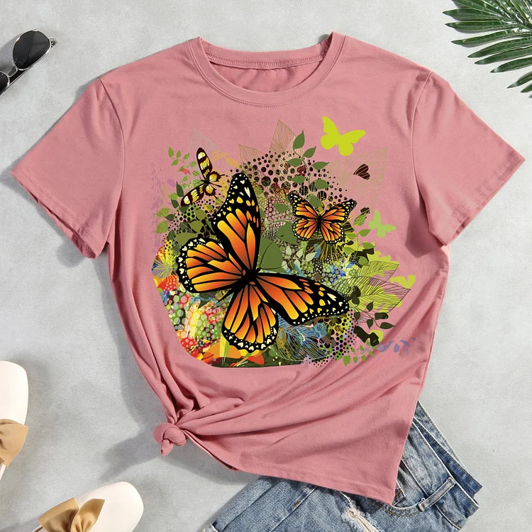 ANB - Butterfly flowers  T-shirt Tee -04980