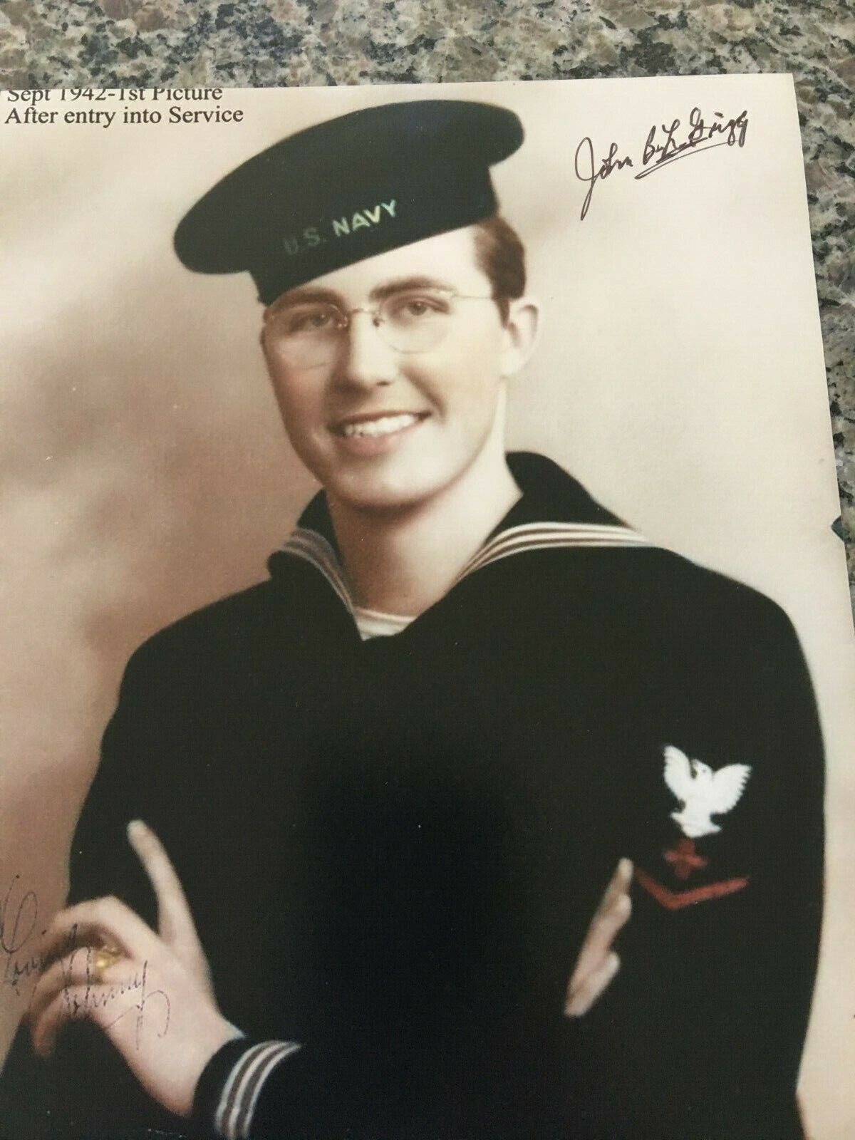 JOHN BEUFORD LAMAR GRIGG USS FRANKFORD & USS YMS 274 NAVY VETERAN SIGNED Photo Poster painting