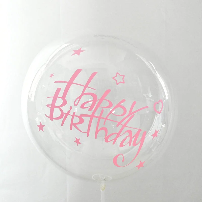 1Pc 20inch Transparent Balloon with Sticker Happy Birthday Balloons Helium Balloon Wedding Birthday Party Decoration Supplies