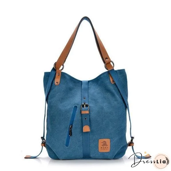 Women Canvas Casual Multifunctional Microfiber Leather Large Capacity Handbag Shoulder Bags Backpack