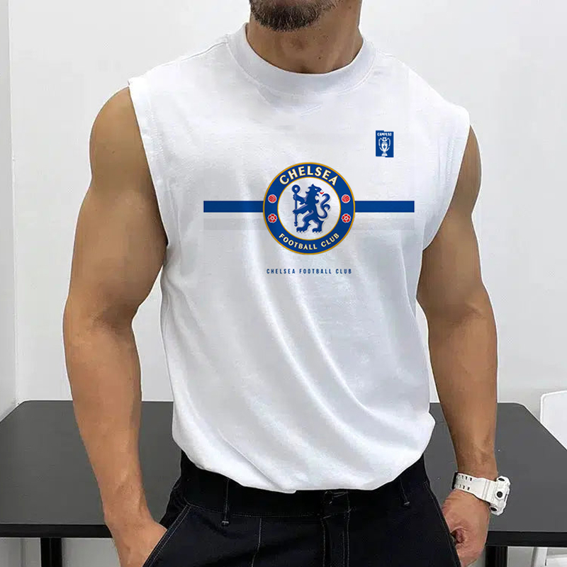 Men's Football Team Logo Print Jersey Casual Fitness Sleeveless Vest / TECHWEAR CLUB / Techwear