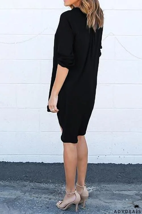 V Neck Asymmetry Design Casual Mini Dress