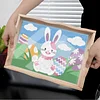DIY Diamond Painting Wooden Tray Food Tray with Handle Living Room Decoration Easter Bunny Wooden Tray Kit